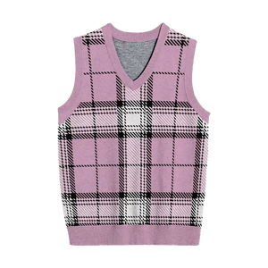 V Neck Vest Plaid No. 1