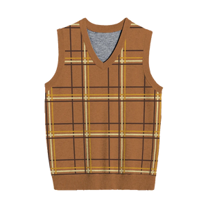 V Neck Vest Plaid No. 3